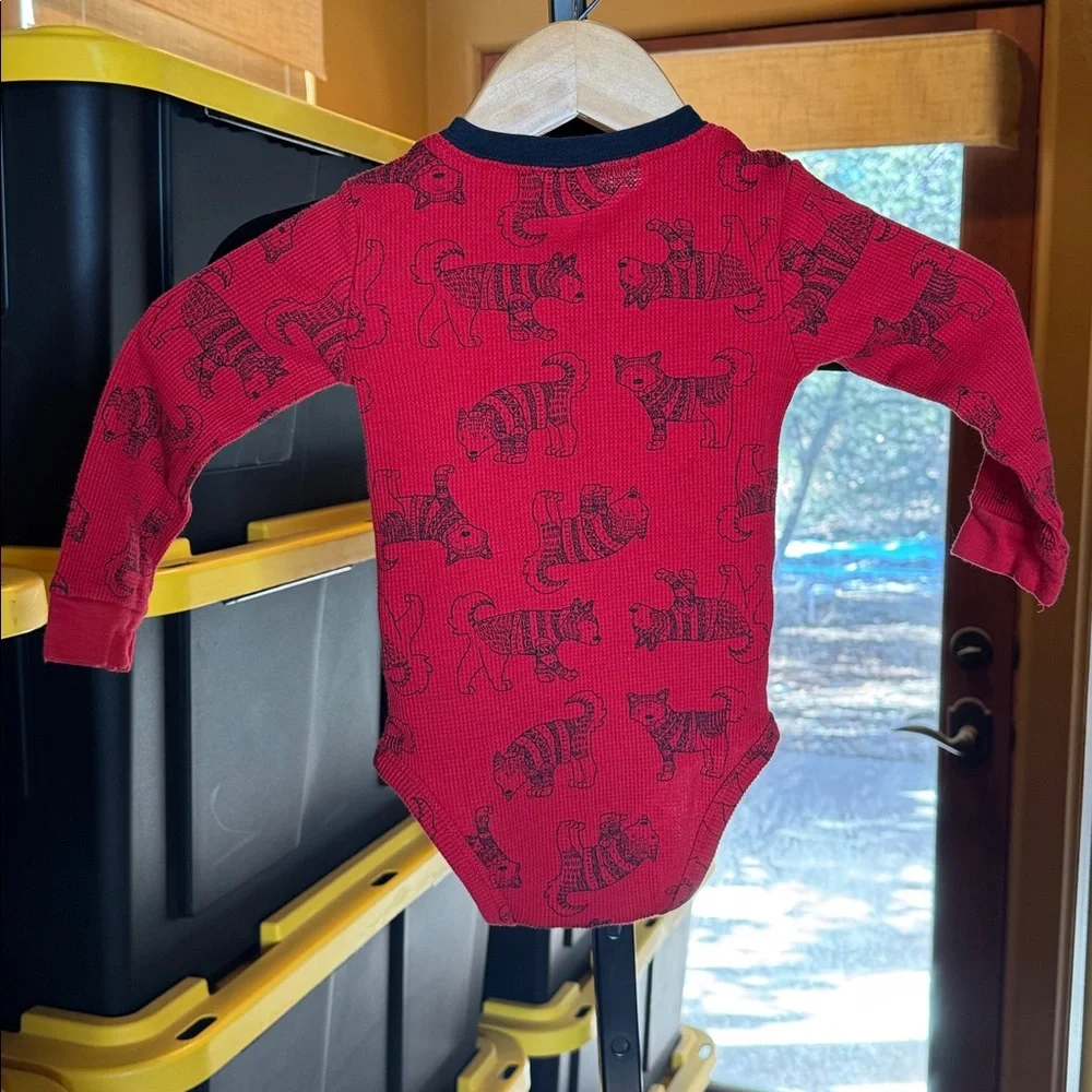 Carter’s Red Thermal Henley Bodysuit & Blue Animal Jogger Pants Set | 24 Months